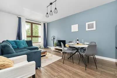 Część wypoczynkowa w obiekcie Apartments Odra Tower Wrocław by Noclegi Renters