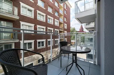 Balkon lub taras w obiekcie Apartments Wrocław Jana Pawła II with FREE PARKING Wrocław by Noclegi Renters