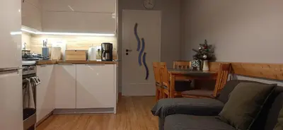 Kuchnia lub aneks kuchenny w obiekcie Apartament Hortensjowy Zakątek