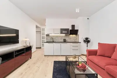 Kuchnia lub aneks kuchenny w obiekcie Studio Księcia Witolda 32 by Noclegi Renters