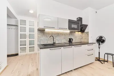 Kuchnia lub aneks kuchenny w obiekcie Studio Księcia Witolda 32 by Noclegi Renters