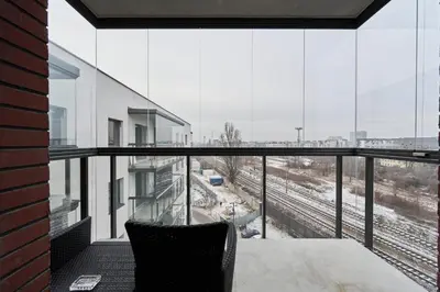 Balkon lub taras w obiekcie Browary Wrocławskie Modern Apartment by Noclegi Renters