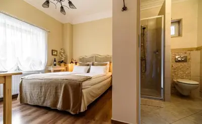 Łóżko lub łóżka w pokoju w obiekcie Pokój Lidia