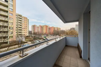 Balkon lub taras w obiekcie Apartments Wrocław Bajana by Noclegi Renters