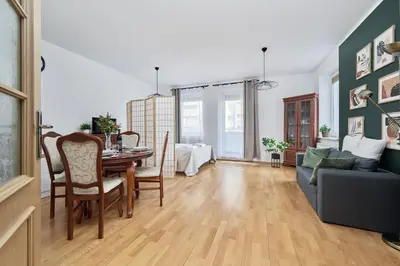 Część wypoczynkowa w obiekcie Apartments Wrocław Bajana by Noclegi Renters