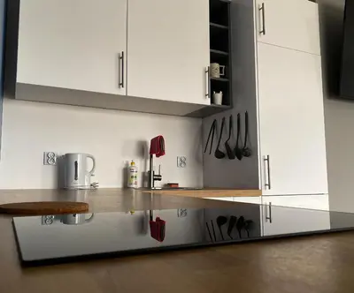 Kuchnia lub aneks kuchenny w obiekcie Tanie Noclegi Gliwice - Apartamenty Łowicka 28