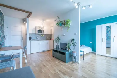 Kuchnia lub aneks kuchenny w obiekcie Green studio in the city center of Wroclaw