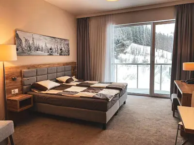 Łóżko lub łóżka w pokoju w obiekcie Apartament Czarna Góra nr 202