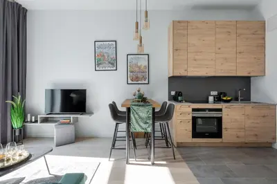 Kuchnia lub aneks kuchenny w obiekcie Apartament Księżycowy - Młyn Maria - Art Apartments