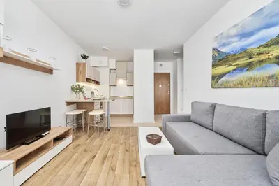 Telewizja i/lub zestaw kina domowego w obiekcie Apartment Krakowska 39 with AC & PARKING & LOGGIA Wrocław by Noclegi Renters