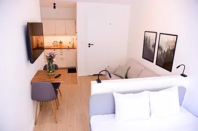 Część wypoczynkowa w obiekcie Apartamenty Turystyczna 25 blisko centrum, z dodatkowym bezpłatnym parkingiem w centrum miasta