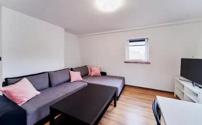 Telewizja i/lub zestaw kina domowego w obiekcie Domki Nad Stawami Apartament