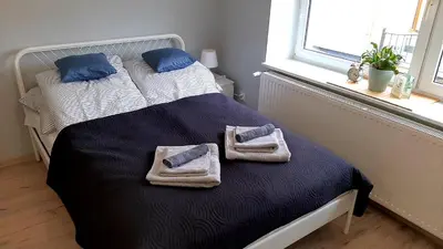 Łóżko lub łóżka w pokoju w obiekcie Apartament Kilińskiego
