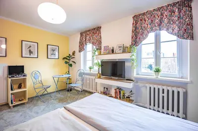 Telewizja i/lub zestaw kina domowego w obiekcie Apartament Domo