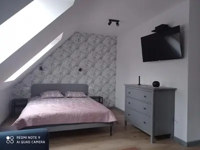 Łóżko lub łóżka w pokoju w obiekcie Apartamenty Brzozowe Zacisze