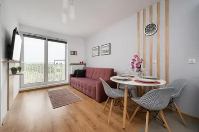 Część wypoczynkowa w obiekcie Apartment Kamienna Krzyki with FREE GARAGE Wrocław by Noclegi Renters