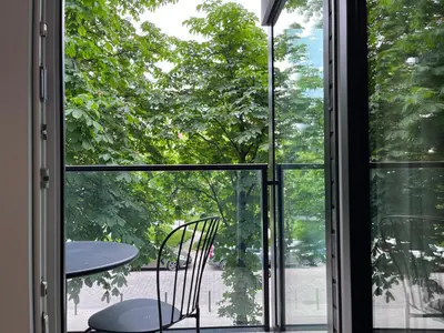 Balkon lub taras w obiekcie apartamenty-wroc Księcia Witolda by the River