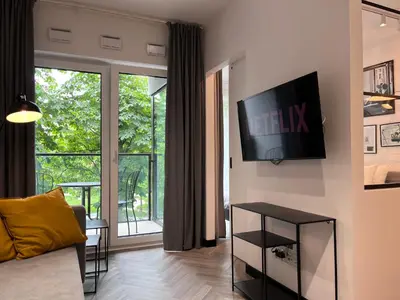 Telewizja i/lub zestaw kina domowego w obiekcie apartamenty-wroc Księcia Witolda by the River