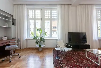 Telewizja i/lub zestaw kina domowego w obiekcie apartamenty-wroc Księcia Witolda by the River