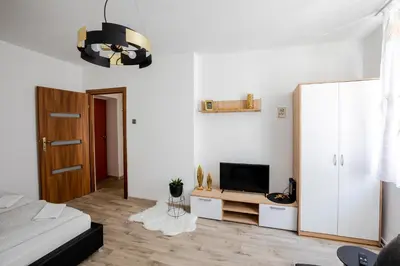 Telewizja i/lub zestaw kina domowego w obiekcie Gold Vision Apartment