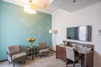 Telewizja i/lub zestaw kina domowego w obiekcie Europeum Hotel