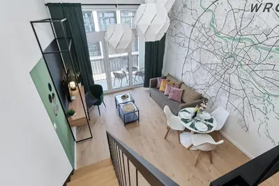 Część wypoczynkowa w obiekcie Airport Studio Zarembowicza by Noclegi Renters