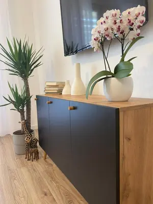 Plan piętra w obiekcie Nowoczesny Apartament w Dzierżoniowie - parter - balkon - pokój + sypialnia