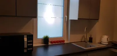 Kuchnia lub aneks kuchenny w obiekcie White Room Wrocław przy Wyspie Opatowickiej