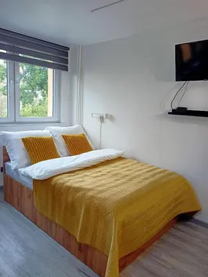 Łóżko lub łóżka w pokoju w obiekcie Apartament z balkonem Gliwice Mewy