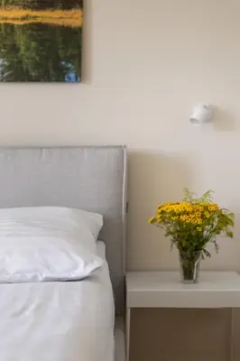Łóżko lub łóżka w pokoju w obiekcie Apartament Widokowy - Penthouse z tarasem
