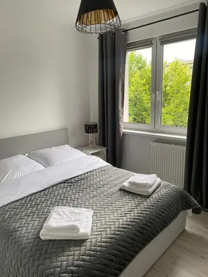 Łóżko lub łóżka w pokoju w obiekcie Apartament Malczewskiego
