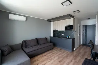 Kuchnia lub aneks kuchenny w obiekcie OW Mewa domki apartamenty nad jeziorem