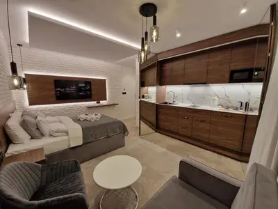 Część wypoczynkowa w obiekcie Brossa Apartments, 24h self check in, Klima, AirCond