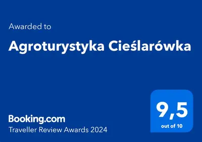 Certyfikat, podpis lub inny dokument wystawiony w obiekcie Agroturystyka Cieślarówka
