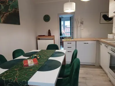 Kuchnia lub aneks kuchenny w obiekcie Szmaragdowy apartament przy ulicy Opolskiej