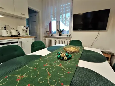 Kuchnia lub aneks kuchenny w obiekcie Szmaragdowy apartament przy ulicy Opolskiej