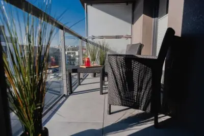 Balkon lub taras w obiekcie Silvia Apartment Gliwice Karolinki 78