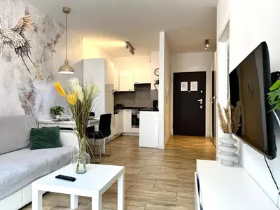 Telewizja i/lub zestaw kina domowego w obiekcie Matejki Apartment ~ Self Check-In 24 ~ Parking