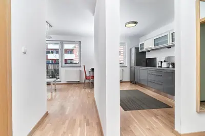 Kuchnia lub aneks kuchenny w obiekcie Apartament Spiżowa z Balkonem Wrocław by Noclegi Renters