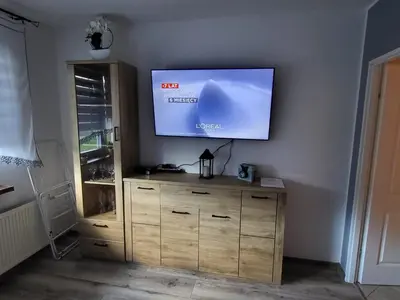 Telewizja i/lub zestaw kina domowego w obiekcie Apartament Leon