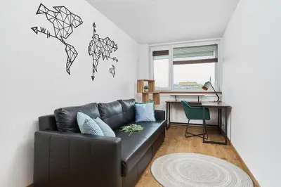Część wypoczynkowa w obiekcie Stylish Kwiska Apartment Wrocław by Noclegi Renters
