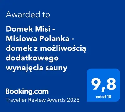 Certyfikat, podpis lub inny dokument wystawiony w obiekcie Domek Misi - Misiowa Polanka - domek z możliwością dodatkowego wynajęcia sauny