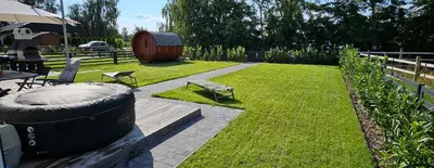 Ogród w obiekcie Wake domek Blue House Januszkowice