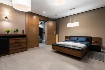 Łóżko lub łóżka w pokoju w obiekcie Apartament PLATYNOWY - Centrum Gliwic z parkingiem