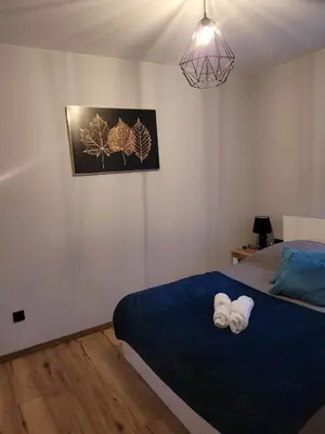 Łóżko lub łóżka w pokoju w obiekcie Szary Domek