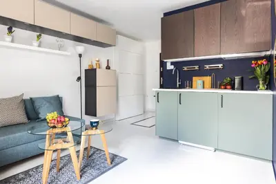 Kuchnia lub aneks kuchenny w obiekcie MOVEEN! Apartamenty Wrocław Nowoczesne studia z parkingiem! 10 min od centrum