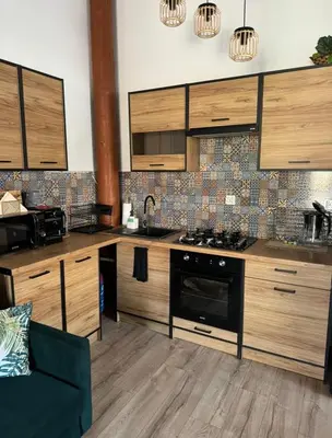 Kuchnia lub aneks kuchenny w obiekcie Dawna Mleczarnia Apartamenty MIODOWY