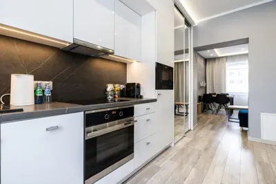 Kuchnia lub aneks kuchenny w obiekcie Apartament Arena Gliwice Budget