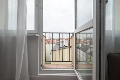 Balkon lub taras w obiekcie Kairos Apartments - Amber - darmowy Parking, ścisłe centrum