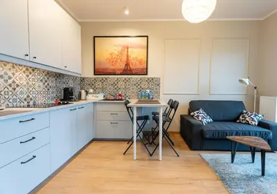 Kuchnia lub aneks kuchenny w obiekcie 53m2 Apartament Premium z Widokiem na Góry, Balkon, Zachód Słońca, Parking - Kłodzko - Przyjaciół Ziemi Kłodzkiej, Centrum Kotlina Kłodzka